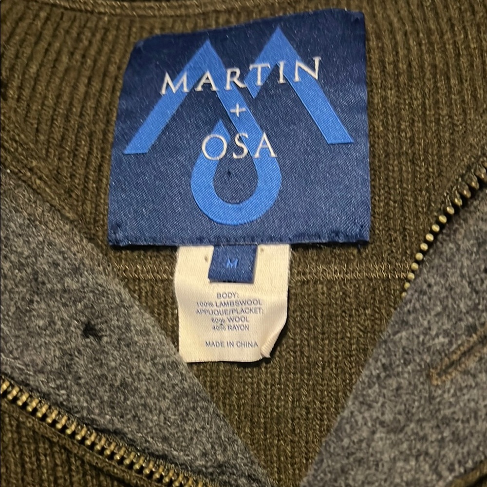 Martin + Osa Green Zip Up Sweater